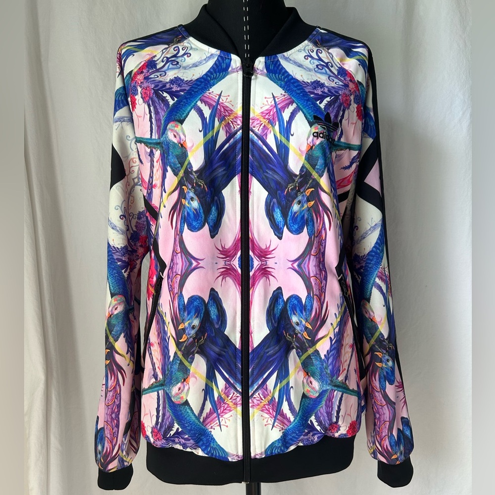 Adidas Originals Florera Optic Bloom Floral Bird Print Track Jacket Large NWOT - Picture 7 of 11